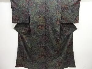 裂取りに花模様小紋着物